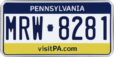 PA license plate MRW8281