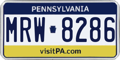 PA license plate MRW8286