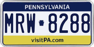 PA license plate MRW8288