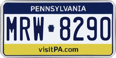 PA license plate MRW8290