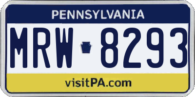 PA license plate MRW8293