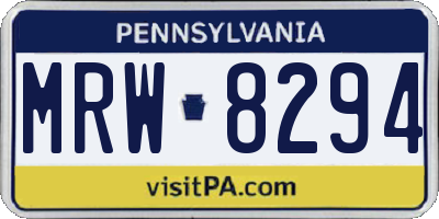 PA license plate MRW8294