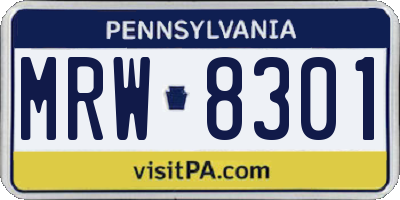 PA license plate MRW8301