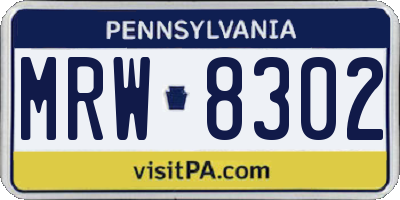 PA license plate MRW8302