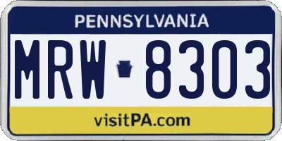 PA license plate MRW8303