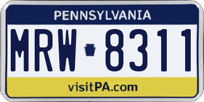 PA license plate MRW8311