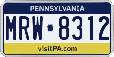 PA license plate MRW8312