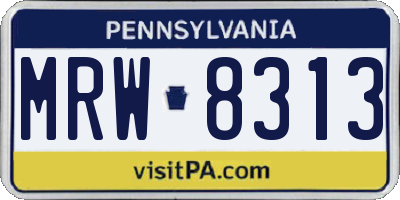 PA license plate MRW8313