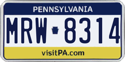 PA license plate MRW8314