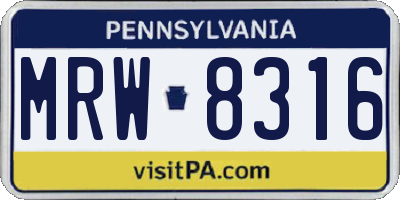 PA license plate MRW8316