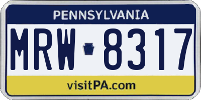 PA license plate MRW8317