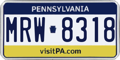 PA license plate MRW8318