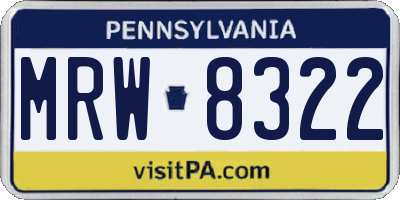 PA license plate MRW8322