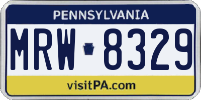 PA license plate MRW8329