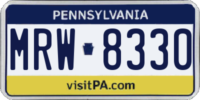 PA license plate MRW8330