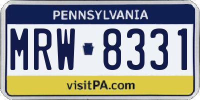 PA license plate MRW8331