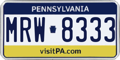 PA license plate MRW8333