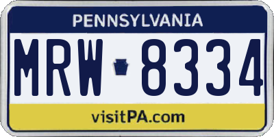 PA license plate MRW8334