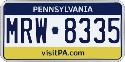 PA license plate MRW8335