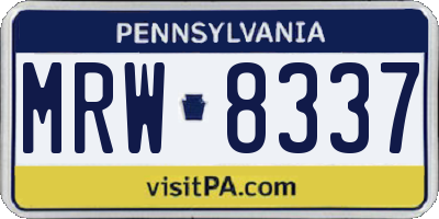 PA license plate MRW8337
