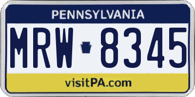PA license plate MRW8345