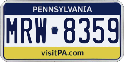 PA license plate MRW8359