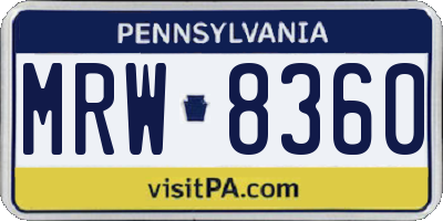 PA license plate MRW8360