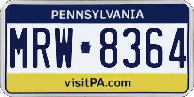 PA license plate MRW8364