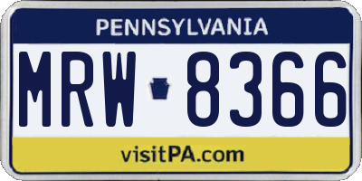 PA license plate MRW8366