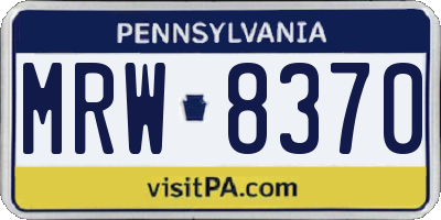 PA license plate MRW8370