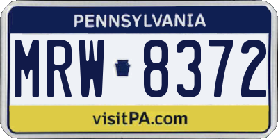 PA license plate MRW8372
