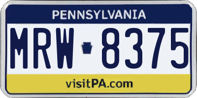 PA license plate MRW8375