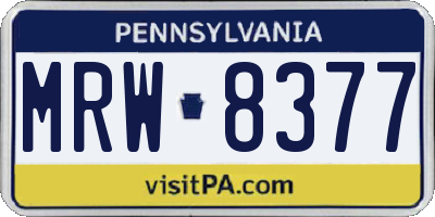 PA license plate MRW8377