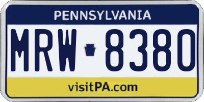PA license plate MRW8380