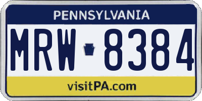 PA license plate MRW8384