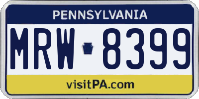 PA license plate MRW8399