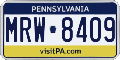 PA license plate MRW8409
