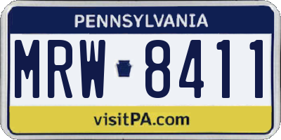 PA license plate MRW8411