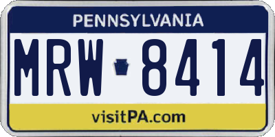 PA license plate MRW8414