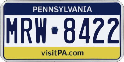 PA license plate MRW8422
