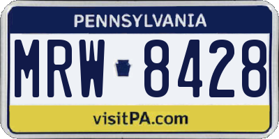 PA license plate MRW8428