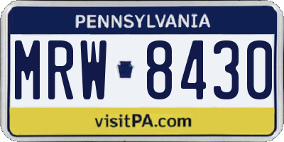 PA license plate MRW8430