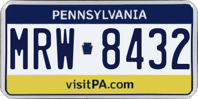 PA license plate MRW8432