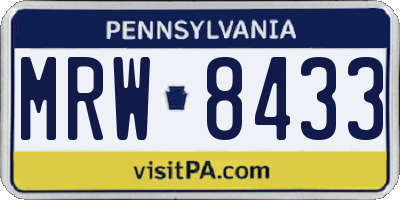 PA license plate MRW8433