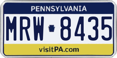 PA license plate MRW8435