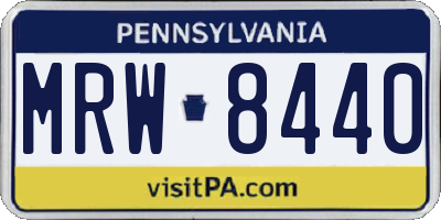 PA license plate MRW8440