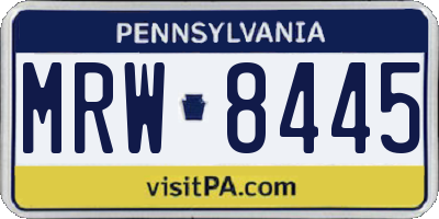 PA license plate MRW8445
