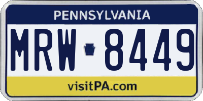 PA license plate MRW8449