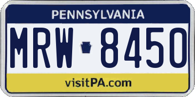 PA license plate MRW8450