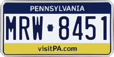 PA license plate MRW8451